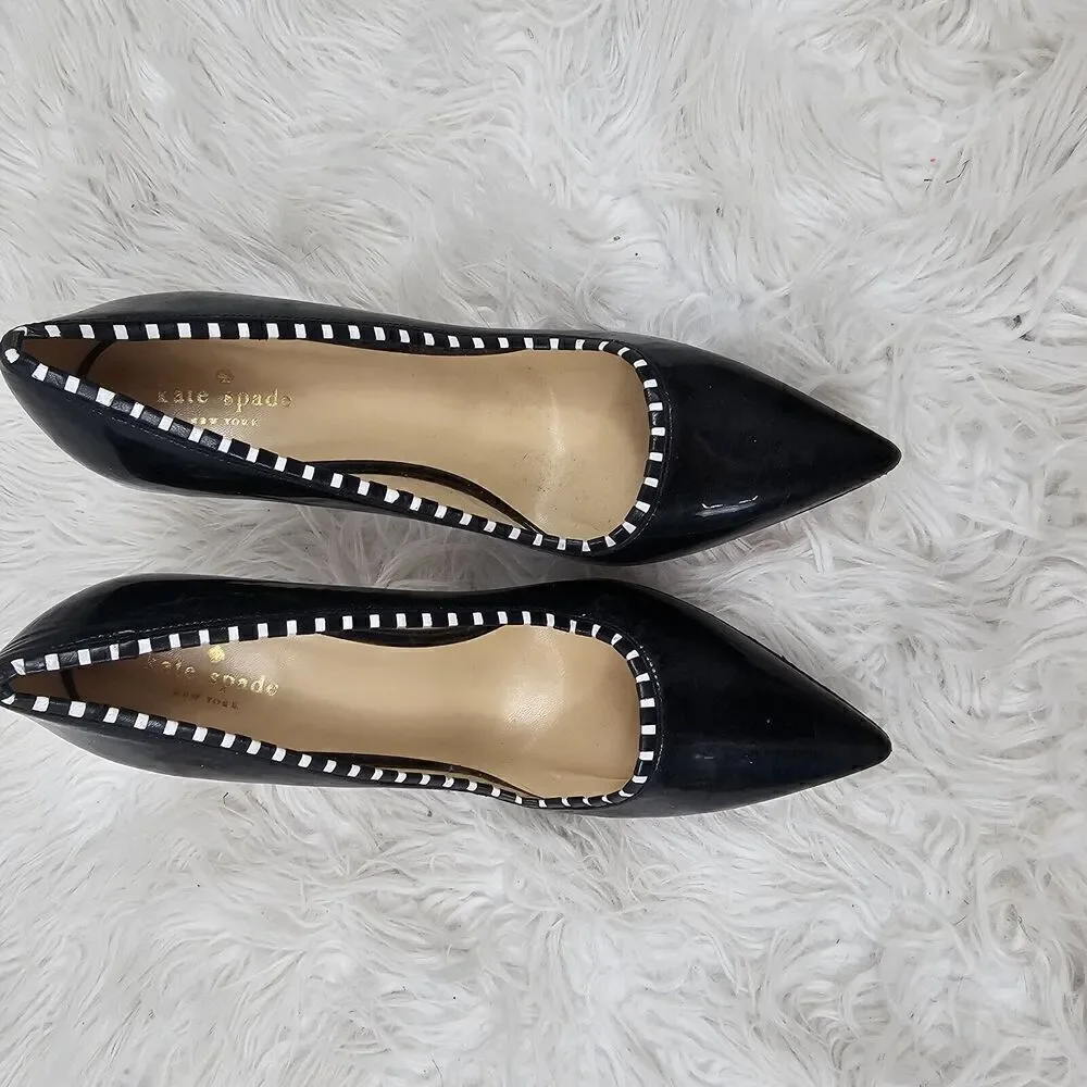 Kate Spade New York Patent Leather Pointed Toe Pina Pumps Black Women's Size 10B
